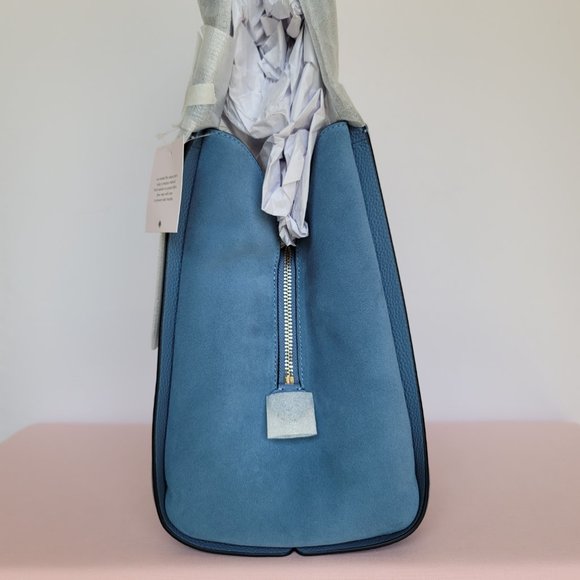 KATE SPADE Knott LARGE Pebbled Leather & Suede Shoulder Bag-Manta Blue⭐ - Picture 8 of 16